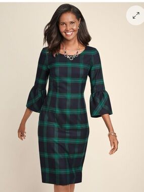 Talbots Plaid Bell-Sleeve Midi Dress
